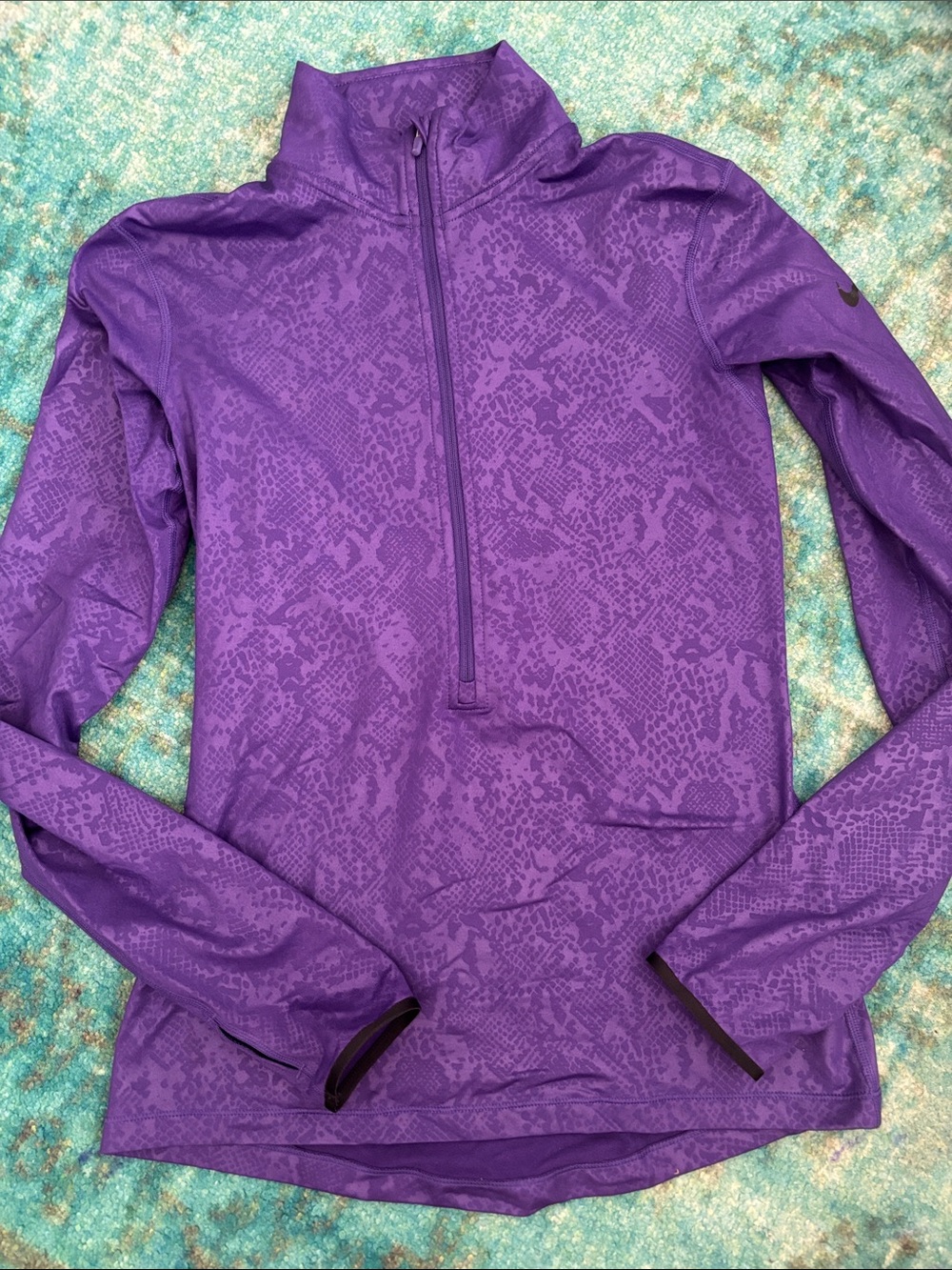 Nike Pro Dri Fit Snakeskin Purple Half-Zip Pullover